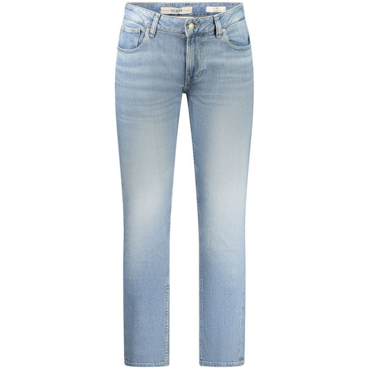 Guess Jeans Blue Cotton Men Jeans featuring slim fit and recycled cotton blend.