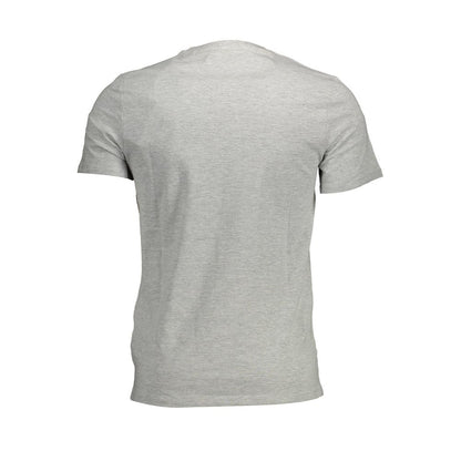 Back view of Guess Jeans Brown Organic Cotton Men T-Shirt with short sleeves and V-neck, showcasing casual and trendy fashion style.