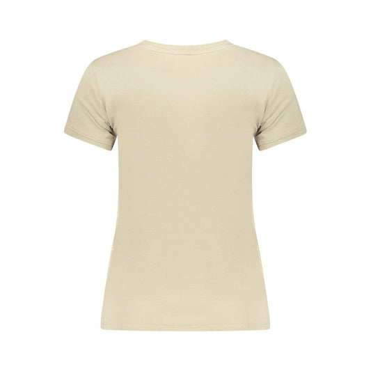 Back view of Guess Jeans Green Cotton T-Shirt with short sleeves, oversized fit, crew neck, and logo application in organic cotton.