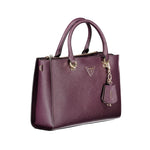 Guess Jeans Purple Polyethylene Handbag with adjustable strap, external pocket, and protective feet. Stylish and versatile accessory.