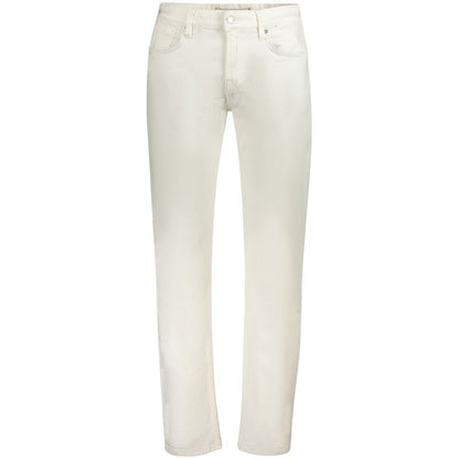 Guess Jeans White Cotton Mens Jeans with classic 5-pocket design, perfect for a sophisticated and stylish look.