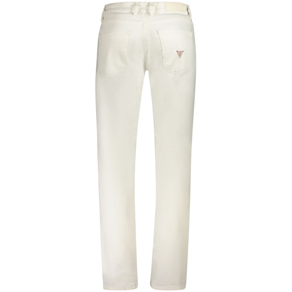 Rear view of Guess Jeans White Cotton Mens Jeans with iconic logo.