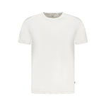 Guess Jeans White Elastane T-Shirt with short sleeves and crew neck logo design, perfect for casual wear.