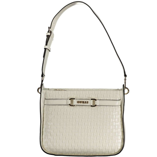 Guess Jeans White Polyethylene Handbag with adjustable shoulder strap, contrasting details, internal pocket, and protective feet.