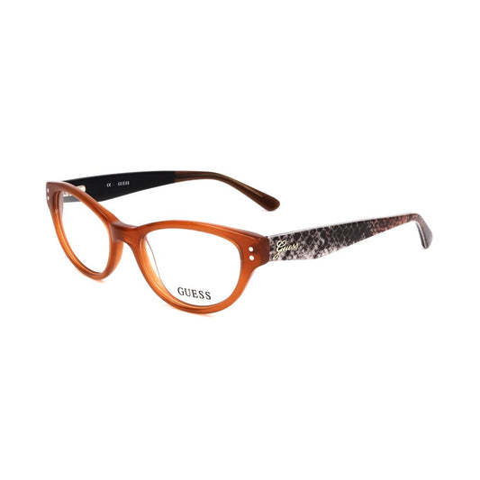 Guess Orange Plastic Frames, unisex glasses with amber color, model GU2334A15, size 51/17/140mm.