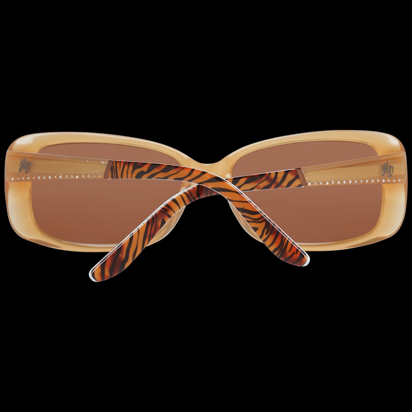 HARLEY-DAVIDSON MOD. HD0302X 5645E lady sunglasses with UV protection and official box, tiger print arms, front view.