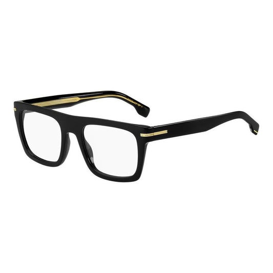 HUGO BOSS MOD. BOSS 1597 men's eyeglasses in black frame with gold accents. Stylish eyewear for gentlemen.