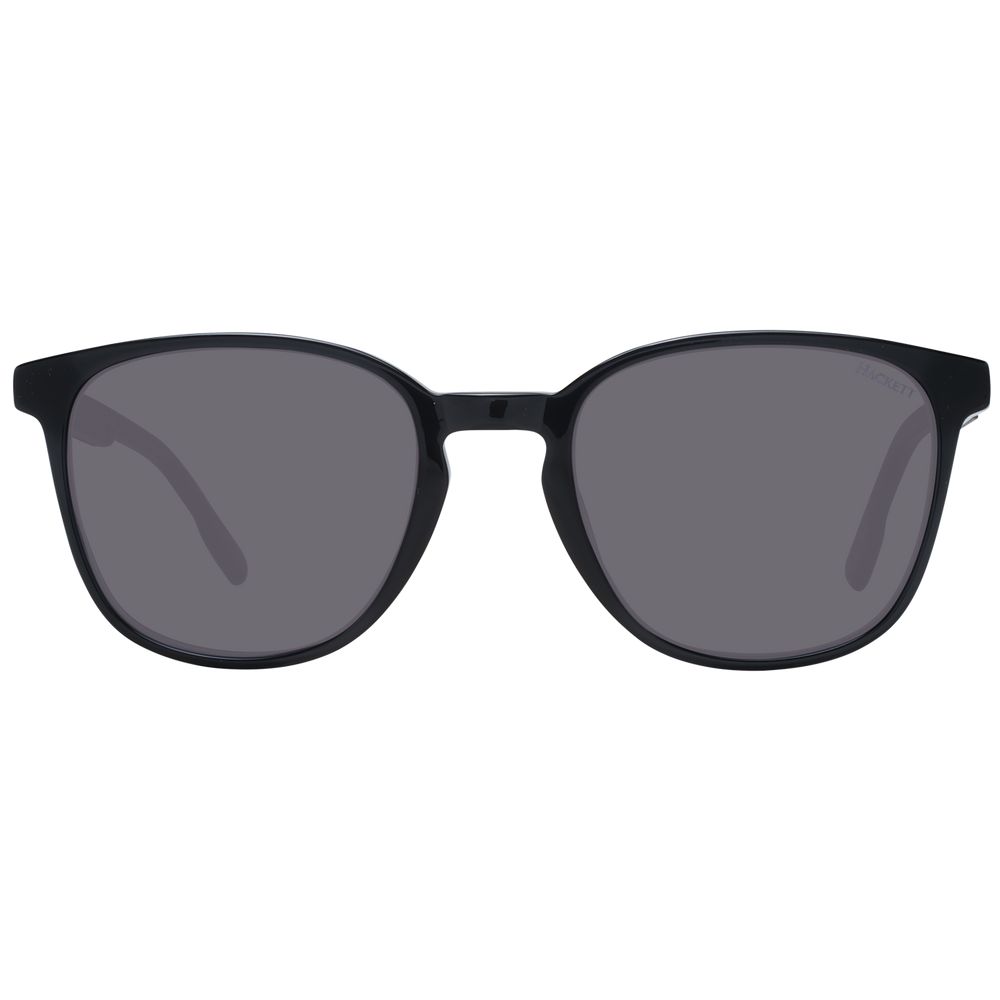 Hackett Black Men Sunglass with round grey lenses and black acetate full-rim frame, offering 100% UVA & UVB protection.