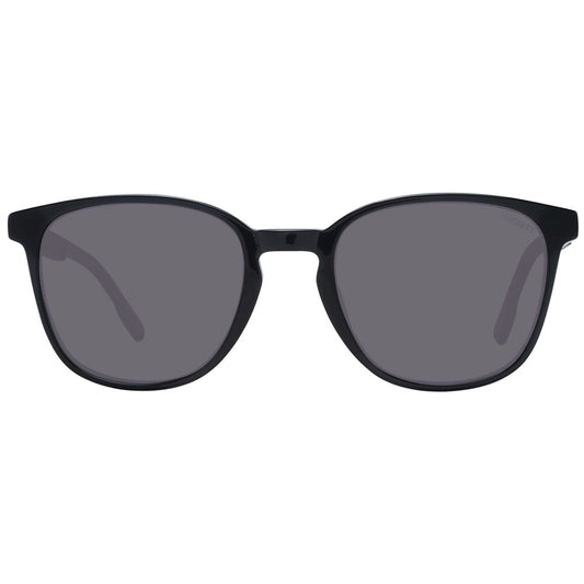 Hackett Black Men Sunglass with round grey lenses and black acetate full-rim frame, offering 100% UVA & UVB protection.