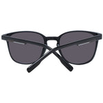 Hackett Black Men Sunglass with black acetate frame, grey plastic lenses, and 100% UVA & UVB protection. Size 53-21-145, round full-rim style.
