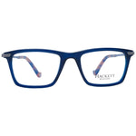 Hackett Blue Men Glasses Frame with rectangular full-rim design, made of acetate, featuring demo lenses and blue frame for men.
