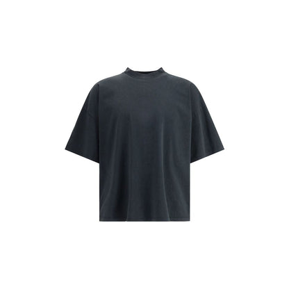 Haikure Black Cotton T-Shirt, oversized with ribbed crew neck and dropped shoulders for a minimalist, urban style. 100% cotton, AW25 fashion.