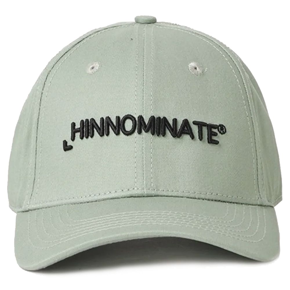 Hinnominate Green Cotton Hat with logo embroidery on front and adjustable closure