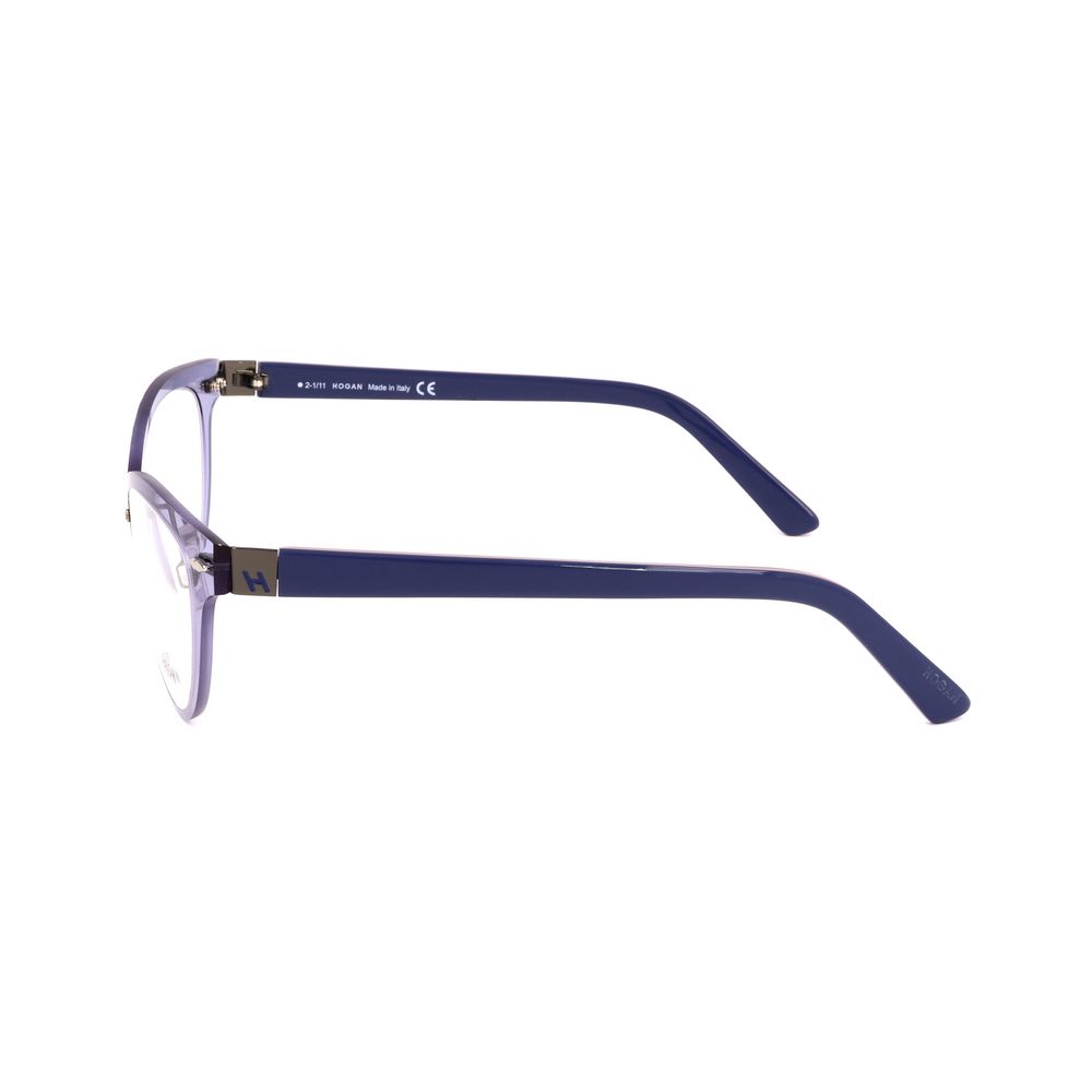 Hogan Light Blue Plastic Frames, side view of bright blue glasses for women, model HO5019090, size 51/20/135 mm, material plastic.