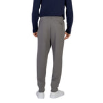 Back view of Hugo Boss Gray Cotton Joggers Workout Pant with elastic waistband and ribbed cuffs
