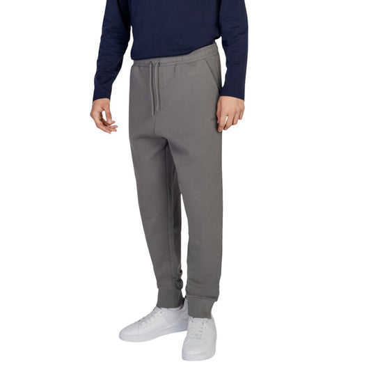 Hugo Boss Gray Cotton Joggers Workout Pant with elastic waistband and ribbed cuffs.