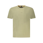 Hugo Boss Green Cotton Men TShirt with crew neck and logo, crafted from organic cotton blend for comfort and style.