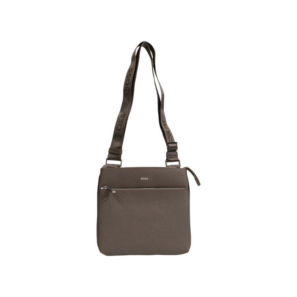 Hugo Boss Green Leather Messenger Bag with adjustable strap and embossed logo, crafted from quality leather for modern style and functionality.