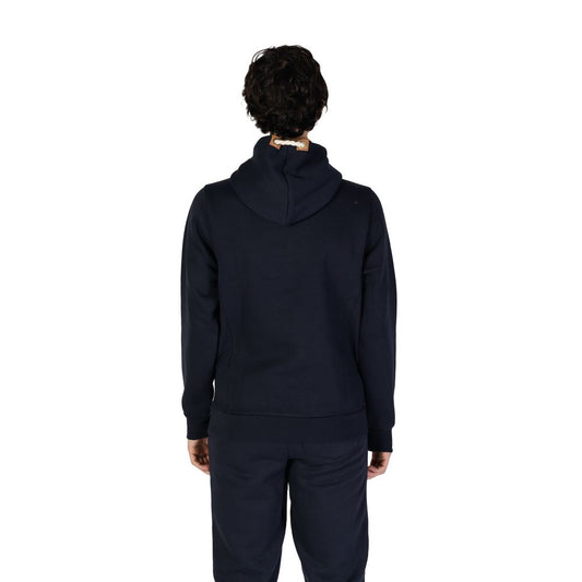 Back view of Hydra Clothing Blue Cotton Hoody for men, fall/winter collection, made with 60% cotton and 40% polyester.