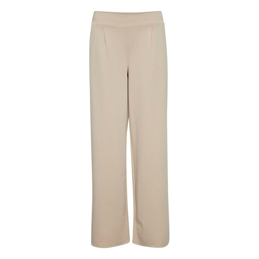ICHI Beige Recycled Polyurethane Casual Pants ICHI