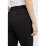 Back view of ICHI Black Polyester Pant with elastic waistband and slim fit.