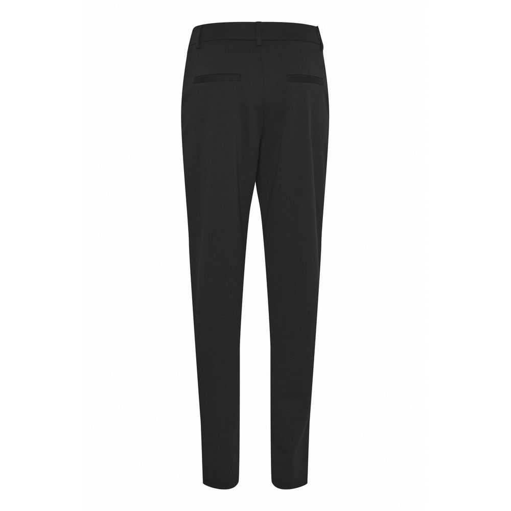 Back view of ICHI Black Recycled Polyester Pant, showcasing elegance and comfort in women's cigarette trousers made with recycled materials.