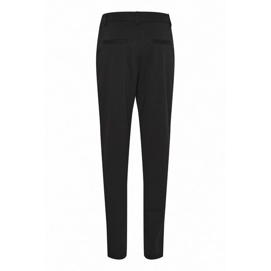 Back view of ICHI Black Recycled Polyester Pant, showcasing elegance and comfort in women's cigarette trousers made with recycled materials.