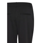Back view of ICHI Black Recycled Polyester Pant showcasing sleek cigarette cut and fine detailing.