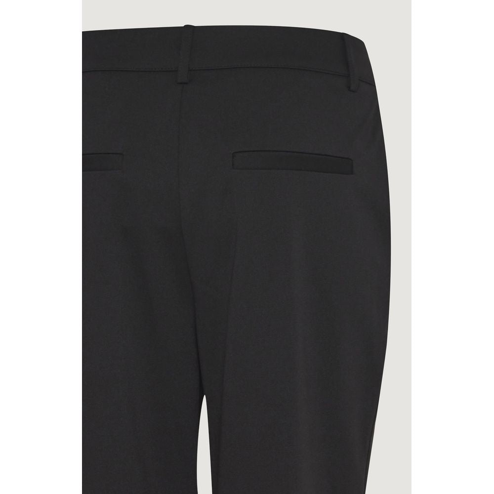Back view of ICHI Black Recycled Polyester Pant showcasing office-appropriate elegance with high-quality recycled material.