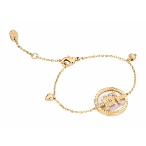 JUST CAVALLI JEWELS JEWELRY Mod. JCBR01203200 gold bracelet with circular pendant and delicate chain design elegant style