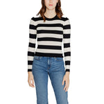 Jacqueline De Yong Black Viscose Sportswear women's knitwear, fall/winter collection, 52% viscose, stylish long-sleeve top.