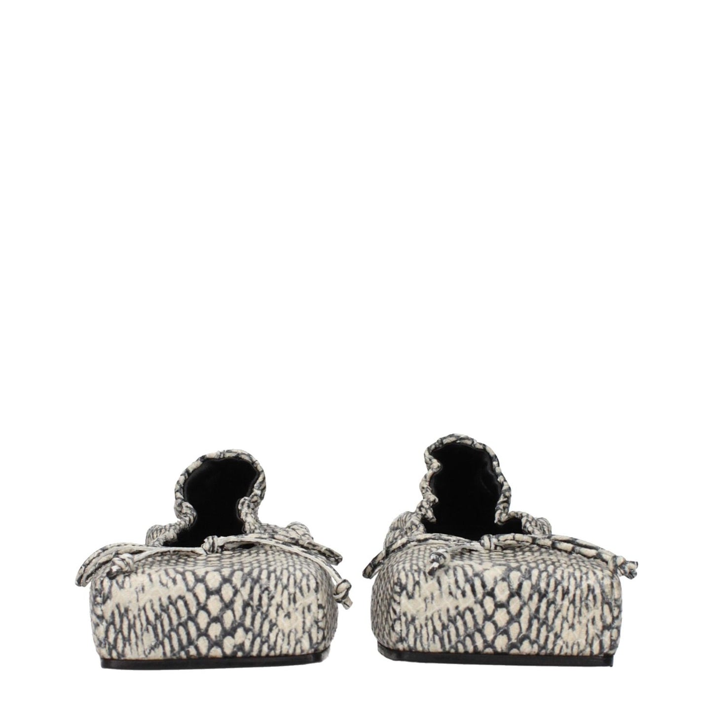 Front view of Jacquemus Beige Leather Ballet Flats with unique design details in a stylish finish.