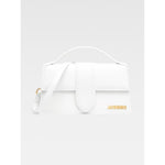 Jacquemus Le Grand Bambino White Bag with gold hardware and adjustable strap, featuring luxury leather design.