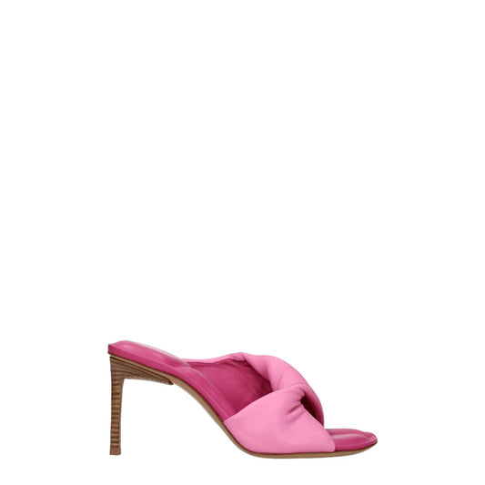 Jacquemus Pink Leather Stiletto Heel Sandals with 8.5 cm mid heels and open toe design, perfect for casual style.