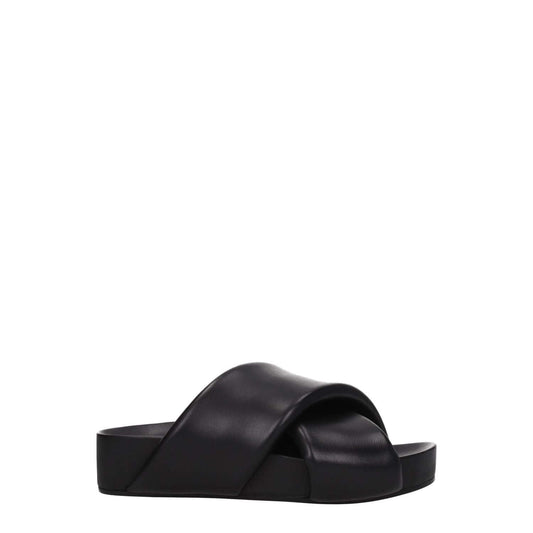 Jil Sander Black Leather Slippers
