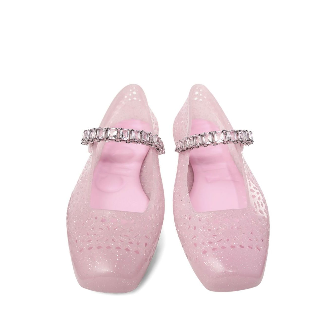 Jimmy Choo The Jelly Ballerina Flats with Crystal Embellishment