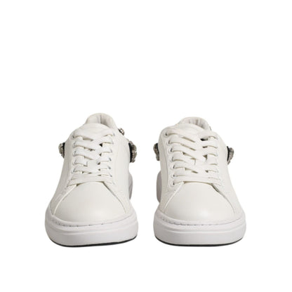 John Richmond White Rhinestone Embellished Sneakers Shoes