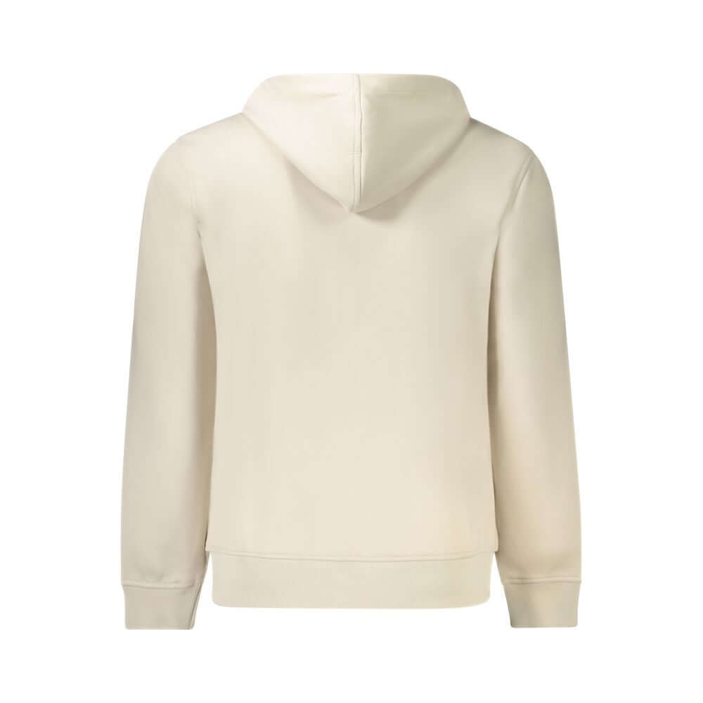 Back view of K-WAY Beige Polyester Men Sweater Hooded with hood and long sleeves