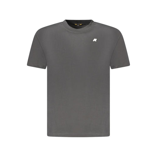 K-WAY Black Cotton T-Shirt - Short sleeve, crew neck with logo application for versatile style.