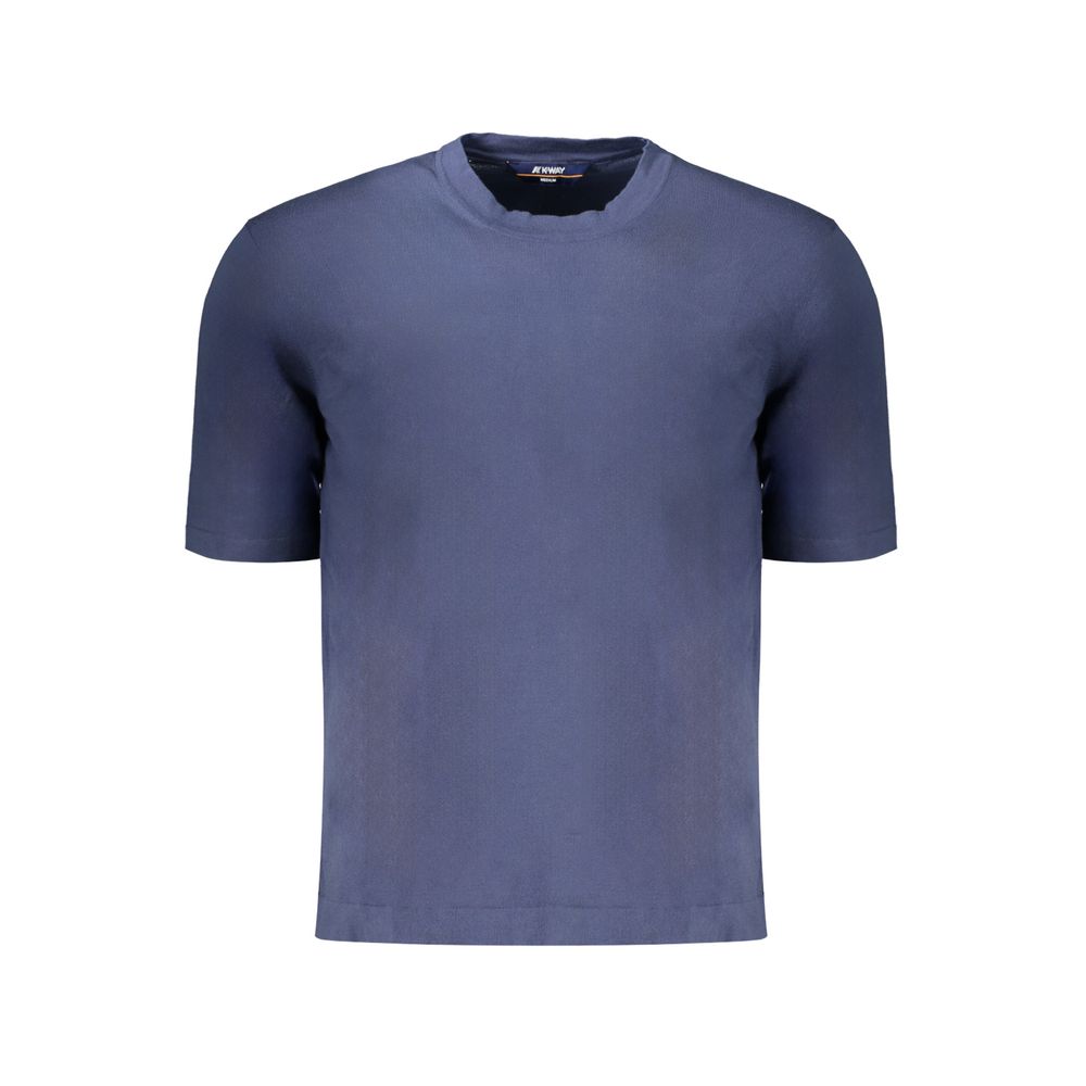 K-WAY Blue Cotton Sweater, short-sleeved T-shirt with crew neck and logo