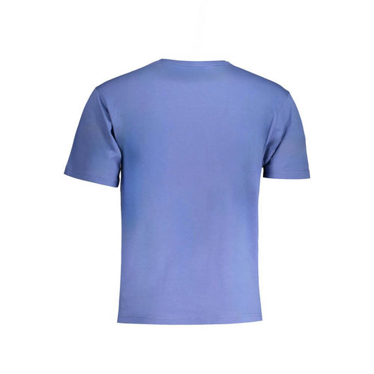 K-WAY Blue Cotton T-Shirt, short sleeve, crew neck, with print and logo on back view.