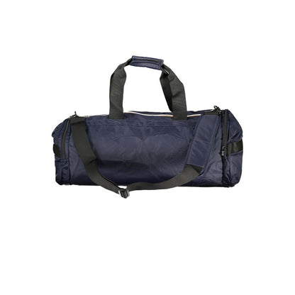 K-WAY Blue Polyamide Luggage And Travel bag with shoulder handles and adjustable strap, featuring multiple pockets and zip closure.