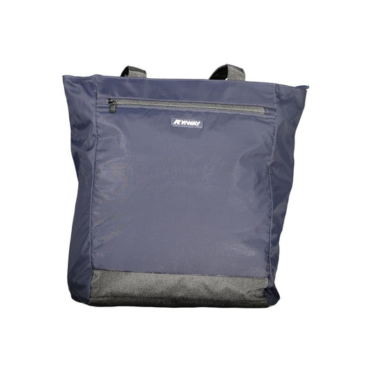 K-WAY Blue Polyester Handbag with shoulder handles, zip closure, logo, external and internal pockets