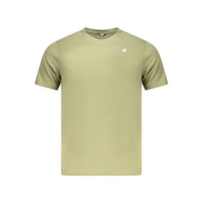 K-WAY Green Cotton Men T-Shirt with crew neck and short sleeves, featuring the iconic K-WAY logo for a modern, stylish look.