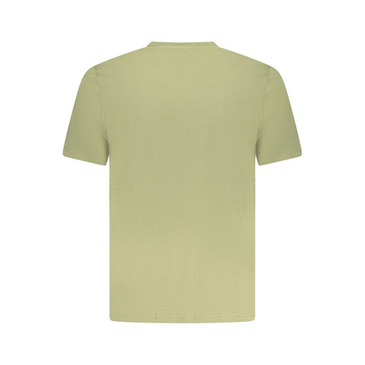 Back view of K-WAY Green Cotton T-Shirt featuring short sleeves, crew neck, and one pocket with logo application.