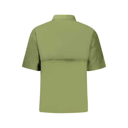 Back view of K-WAY Green Polyamide Men Jacket showing short sleeves and stylish design.