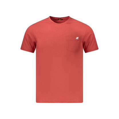 K-WAY Red Cotton Men T-Shirt with pocket and logo showcasing classic crew neck design, comfortable and stylish for fashion-forward looks.