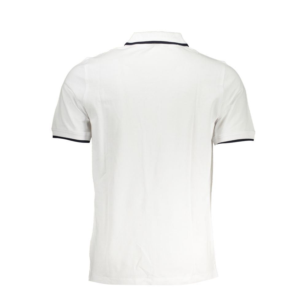 Back view of K-WAY White Cotton Polo Shirt with short sleeves, 2 buttons, and contrast details.