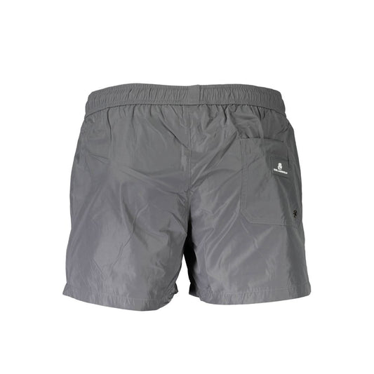 Karl Lagerfeld Gray Polyester Swimwear with pockets, back pocket, slip, and laces. Logo print on swim boxer shorts.