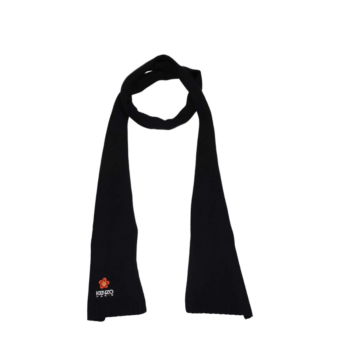 Kenzo Black Wool Scarf with logo, made of 100% wool, casual style, measurements 20×250 cm, product code F79267, MPN PFD68EU191KWB99J